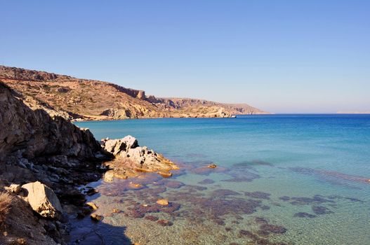 Travel photography: View of the Mediterranean Sea and east coast of Crete