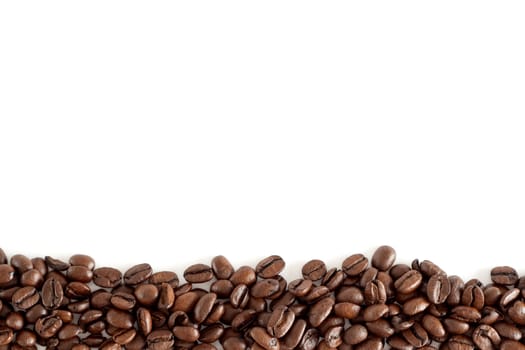 A frame of isolated coffee beans with white background