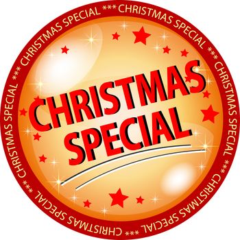 illustration of a golden christmas special button
