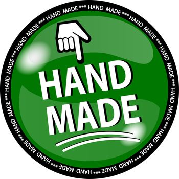 illustration of a green hande made button