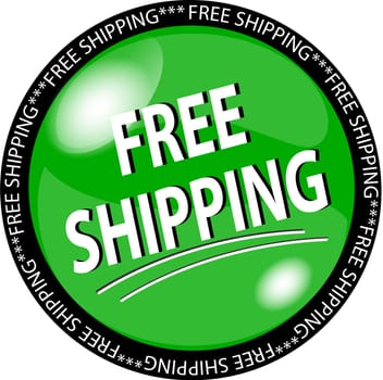 illustration of a green free shipping button