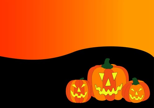 illustration of a halloween background with pumpkins