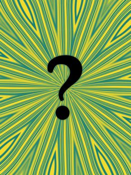 Question mark on funky yellow and green background