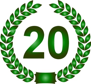 illustration of a green laurel wreath 20 years