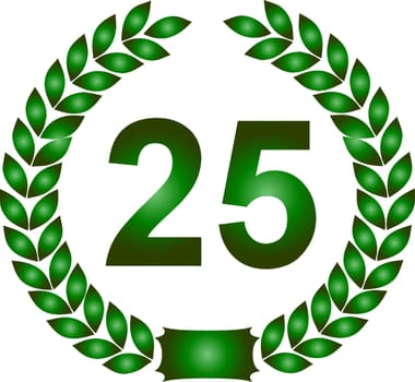 illustration of a green laurel wreath 25 years