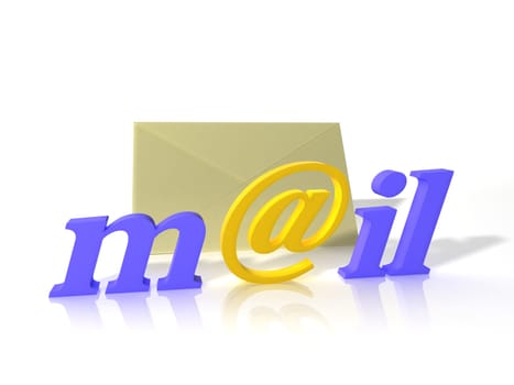 3d scene of the symbol of the e-mail