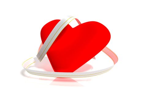 3d the image of red heart with a beautiful tape
