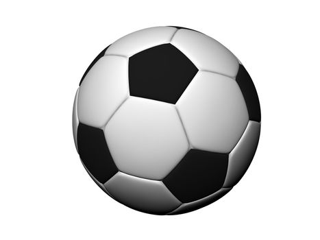 3d scene of the soccer ball, on white background