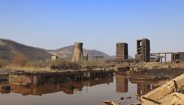Ruins of a very heavily polluted industrial site at Copsa Mica,Romania.In 1990's the place was known as one of the most polluted towns in Europe.