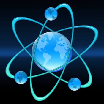 Atom structure on black background
