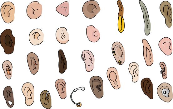 29 diverse human and fantasy ears with pierced and hearing aid versions