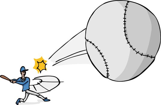 Illustration of a softball or baseball player hitting a ball