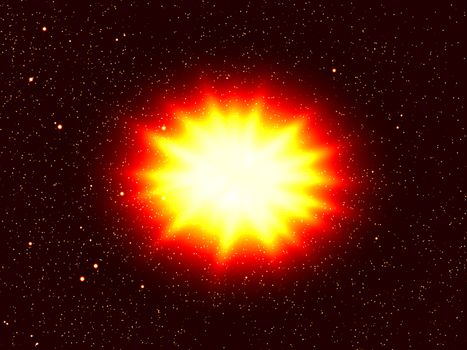 Explosion of the big star in space