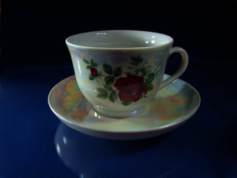 Pearl tea cup on blue