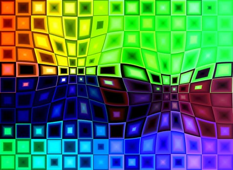 An abstract colourful square distorted background.