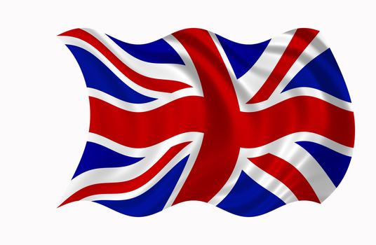 The Union Jack flag blowing in the wind.