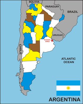 political map of Argentina country with flag
