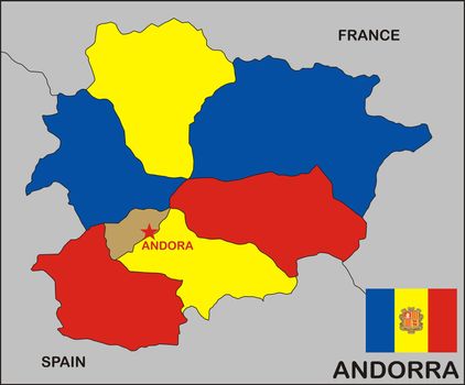 political map of Andorra country with flag
