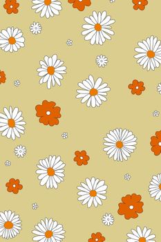 Illustration of many flowers over a cream background