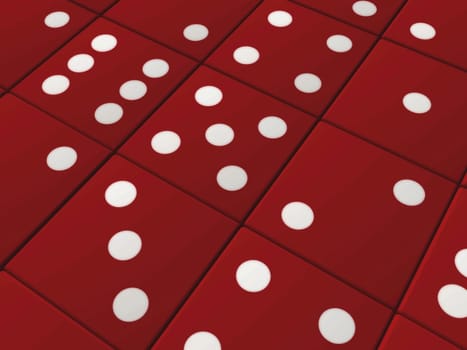 Perspective illustration of red dice