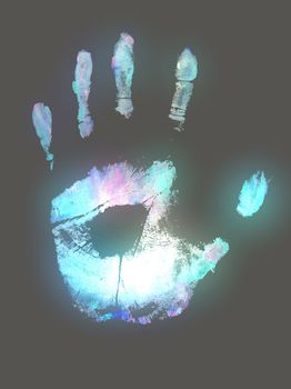 Illustration of an Isolated glowing hand print