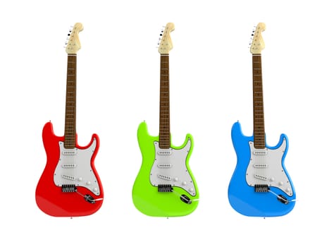 Electric guitars isolated on white background