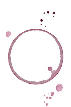 Wine glass ring stain with texture isolated on a white background.