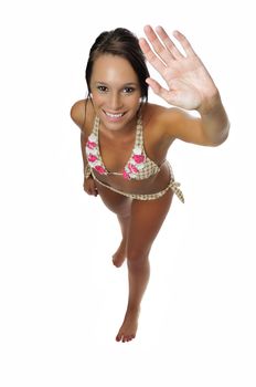 an attractive young woman having fun in her bikini