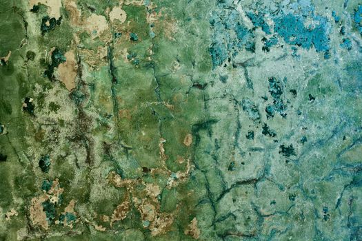 Decayed cracked concrete painted old wall background