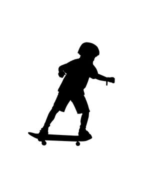 Black silhouette of a boy on a board