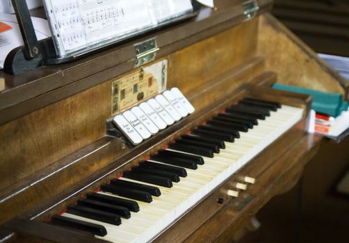 Keyboard of an old church organ