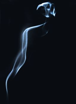 Strange shape of smoke on a black background