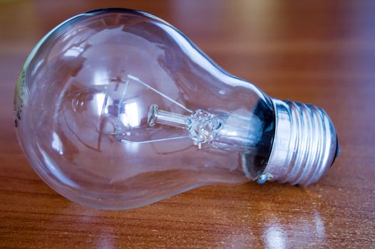 A bulb on a wooden table