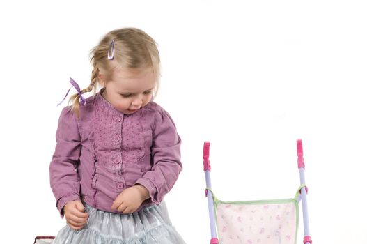 A little girl playing in studio