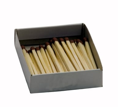 Box full of matches over white