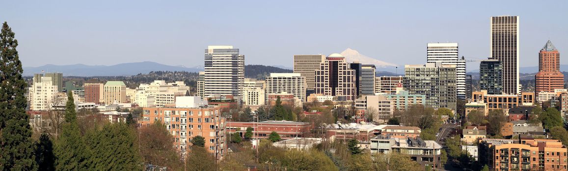 Portland Oregon Downtown Skyline with Mount Hood Panorama