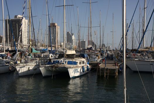 View to the Tel Aviv port and yaht club