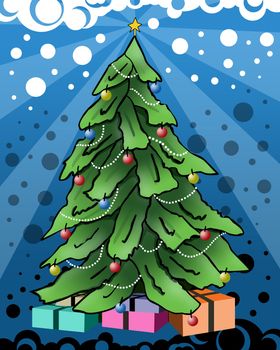 A christmas tree with abstract background .