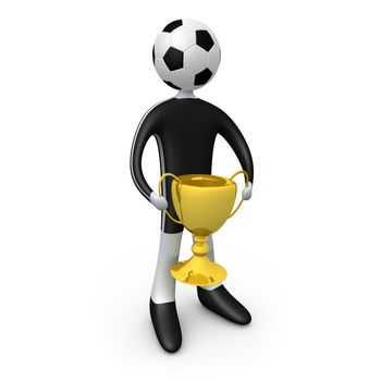 Computer generated image - Football player holding the cup.