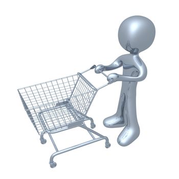 3d person with a shopping cart.