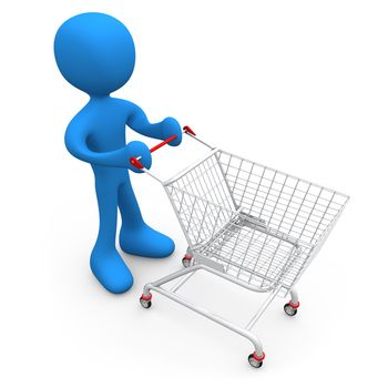 Computer generated image - Person with shopping cart.