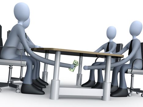 3d people making a deal under the table.