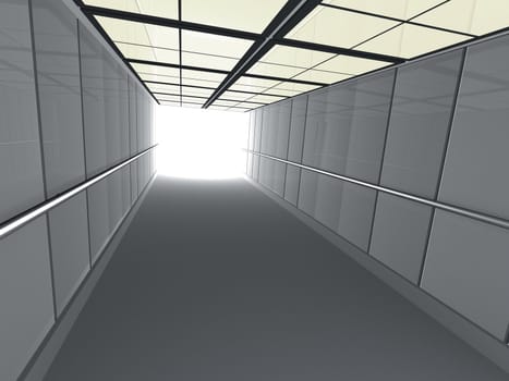 3d corridor leading to light.