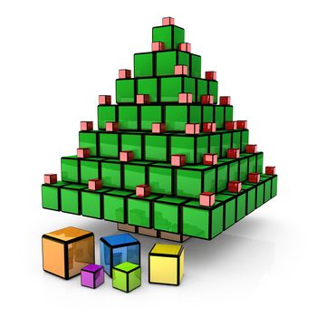 Computer generated image - Box - Christmas Tree.