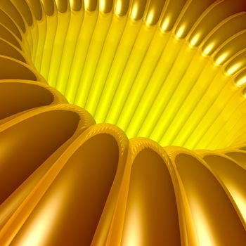 Computer generated image - Gold 3d Tunnel.