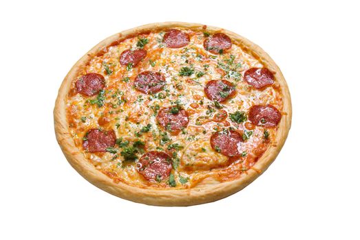 Pizza Pepperoni   isolated on white background.