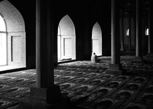 Praying in a Mosque in Kashmir, India
