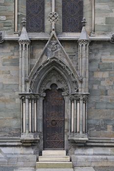 Back entrance to Nidaros Cathedral in Trondheim, Norway. 