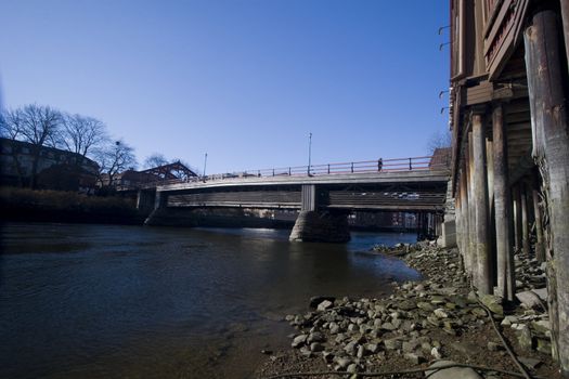 The famous arch of happiness (lykkens portal) in Trondheim, Norway. Connecting the city with the old workers quarters.