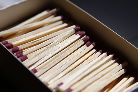 Close up of the matches in the box.